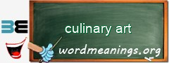 WordMeaning blackboard for culinary art